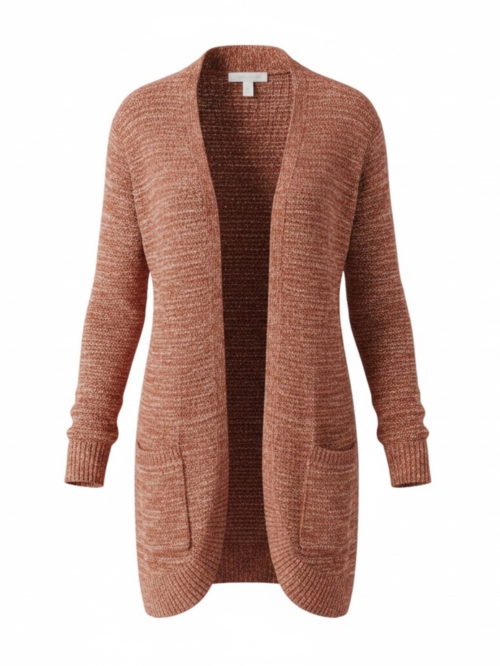 SO Open-Front Burnt Orange Knit Cardigan